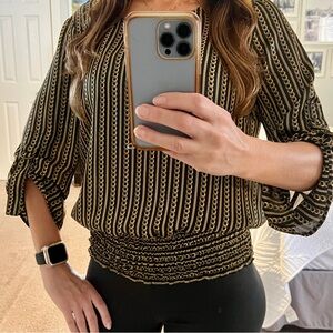 Michael Kors fitted Black and Gold Women's Top, medium